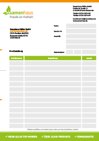 Samenhaus Bestellformular Vorschau